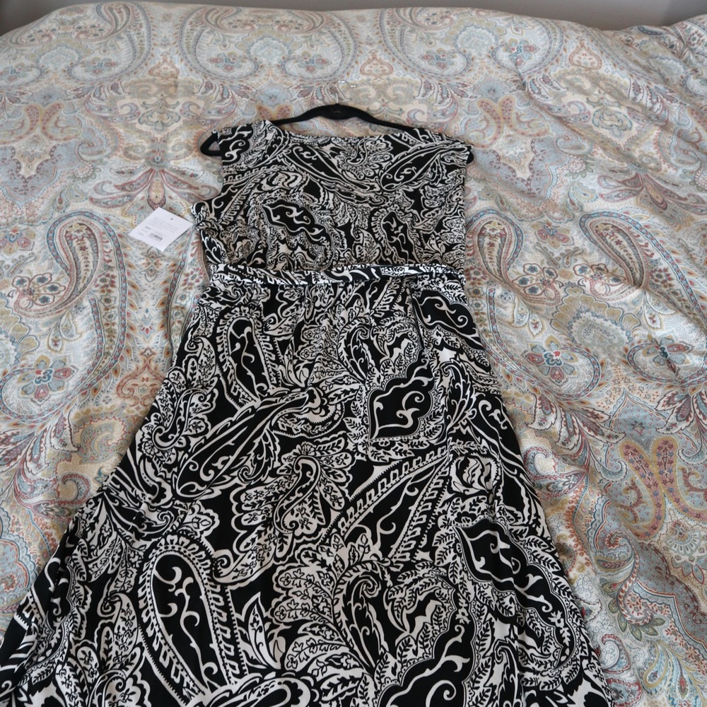 Black and White Paisley Print Dress